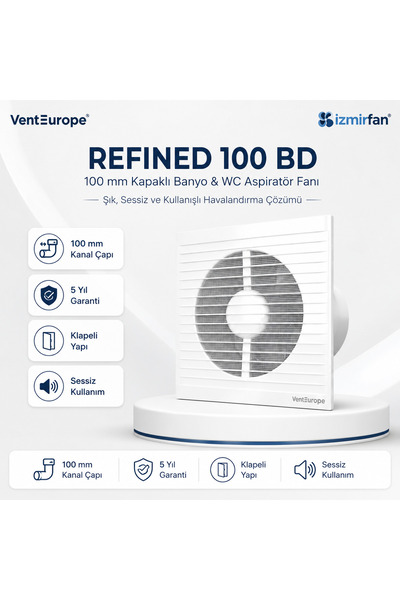 Venteurope Refined 100 BD 10 cm Kapaklı Banyo WC Aspiratör Havalandırma Fanı ...