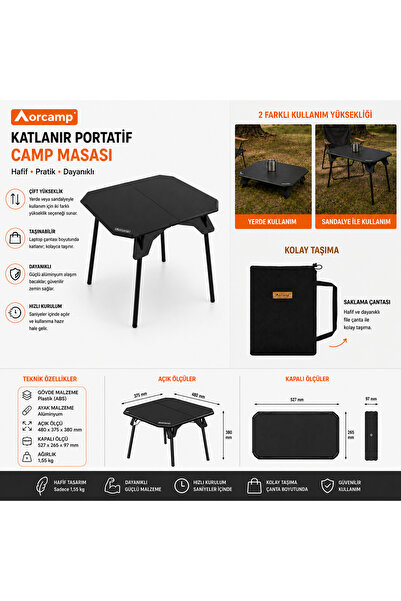 Orcamp Neo Kamp Masası Siyah