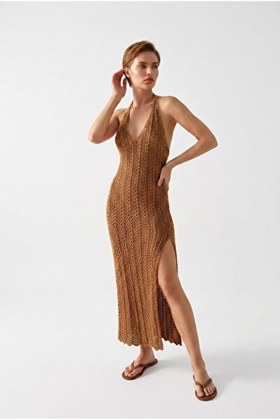 Neden Tekstil Rochie de plajă din tricot ajurat, cu gât halter