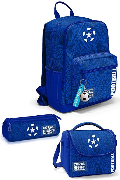 Coral High Lacivert Saks Futbol Desenli 3 lü Okul Çanta Seti SET0123697