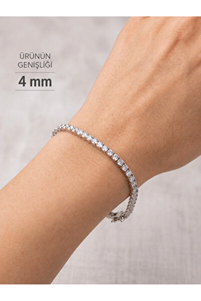 Gümüş Su Yolu Bileklik 925 Ayar 4 mm