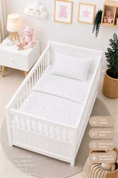 Yada Baby %100 Pamuklu Kumaştan Bebek Park Beşik 5 Parça Yorgan Ve Nevresim T...