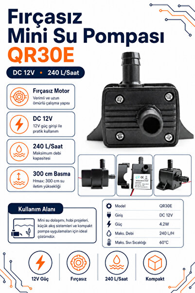 RobotikDepo Fırçasız Mini Su Pompası - QR30E