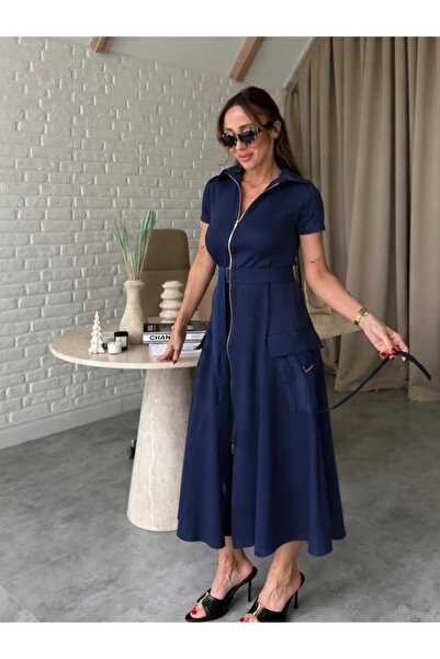 QİMYA BUTİK BUKETLİ Γυναικείο ύφασμα αλεξίπτωτου με λεπτομέρεια ζώνης, κλείσι...