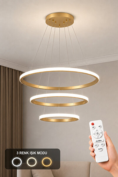 AvizeGO Rizon 3’lü LED Sarkıt Avize 3 Renk Kumandalı