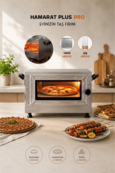 Tifer Hamarat Plus PRO Elektrikli Çift Rezistanslı Taş Fırın Bazlama, Pizza, ...