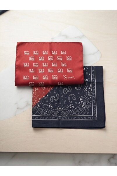 nazipek Set bandana din bumbac cu model etnic alb-roșu-albastru 50x50 eșarfă ...