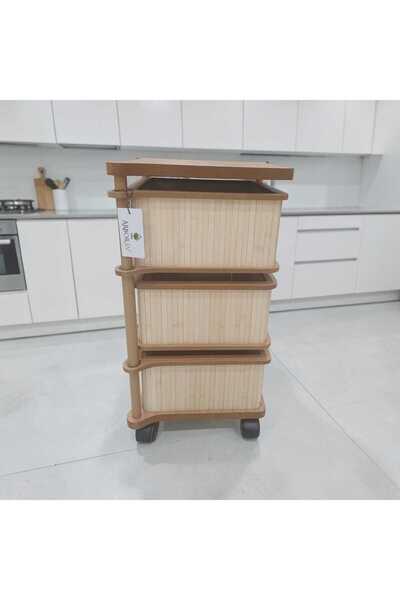 ARBOR EV BAMBU SEBZELİK VE ORGANİZER 3 KATLI KARE