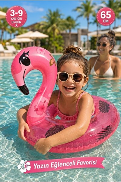 LRS STORE Çocuk Simidi 3-9 Yaş Flamingo Pullu Kız Çocuk Havuz Deniz Oyuncağı ...