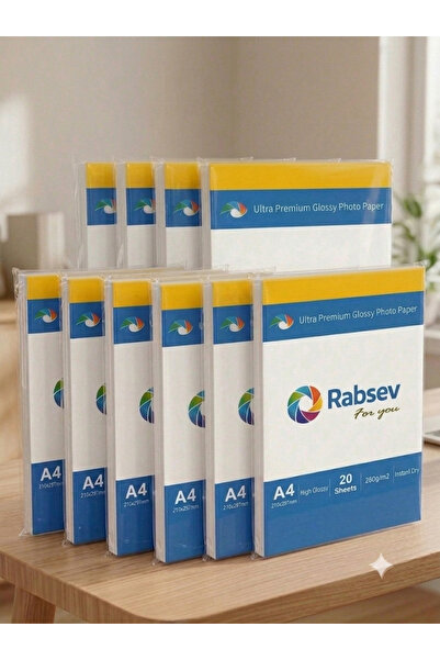 Rabsev Fotoğraf Kağıdı A4 Parlak 260GR ( 10 Paket 200 Adet )