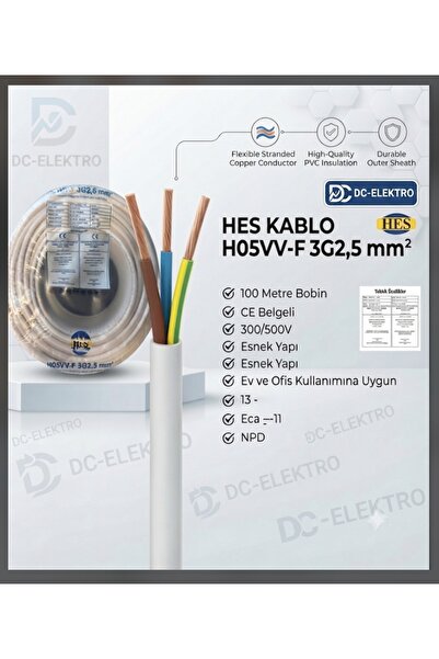 Hes KABLO 3*2.5 ttr kablo 1 METRE OLARAKTA SATILIYOR . . %100 BAKIR %100 TSE ...