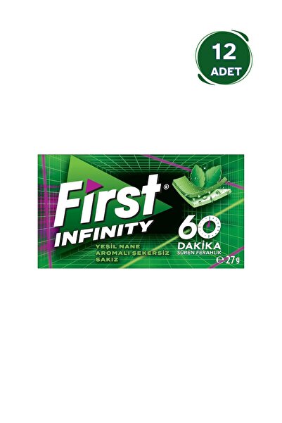First Infinity 60 Dakika Yeşil Nane Aromalı Şekersiz Sakız - 12 Adet