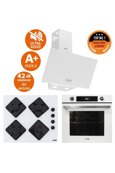 AFM tech ve Ferre Markalı ALFA Sessiz Turbo Dijital Beyaz Ankastre Set (D087-...