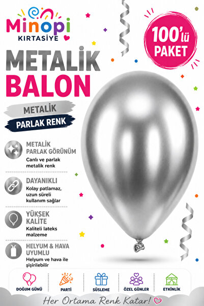 Minopi Silver Balloon Patternless Colorful Balloon Metallic Balloon Normal Si...