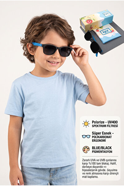 IGOR Ss125-C296 College Children's Sunglasses Black-Blue