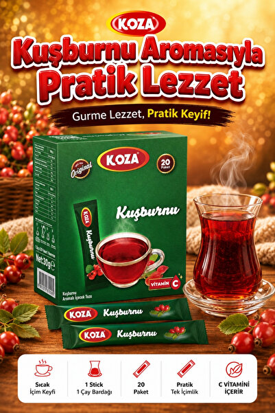Koza Gurmelerin Seçimi Pratik Lezzet Kuşburnu Aromalı Tek İçimlik Toz Premium...