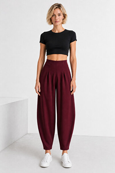 MORE MOSS Pantaloni Shalwar din Lycra, croială largă tip balon, cu talie elas...