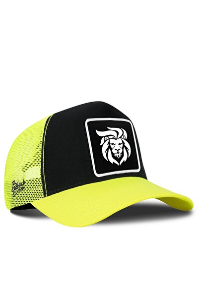 BlackBörk Aslan Logolu Neon-Siyah Trucker Şapka