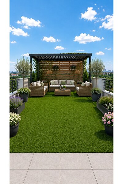Valery Home Vl Dekoratif Premium Kalite Suni Çim Balkon Bahçe Kaymaz Taban Çi...