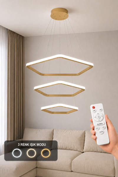 AvizeGO Titan 3'lü LED Sarkıt Avize 3 Renk Kumandalı
