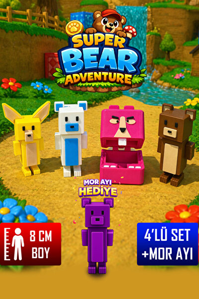 YAGLİZ Super Bear Adventure 4'lü Set Süper Ayı, Kar Vadisi Ayı, Tilki ve Tavş...