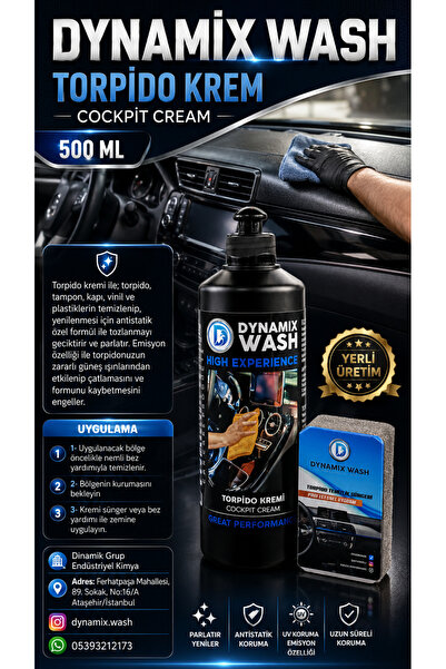 dynamix wash Torpido Bakım Kremi 500 ml Ve Hediye Sünger 2'li Set