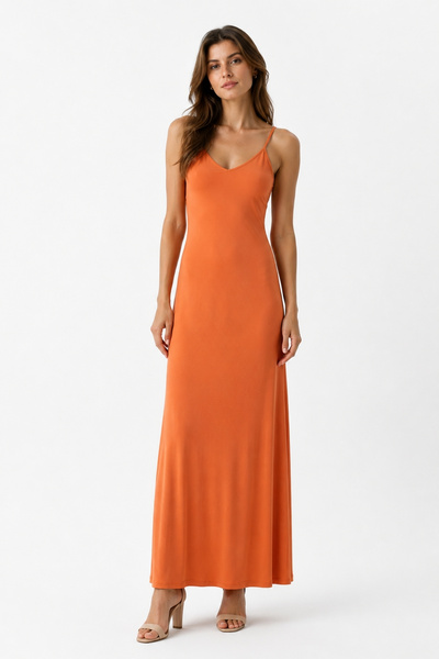 penyebizden Women's Cross-Back Strap Long Sandy Dress-Apricot