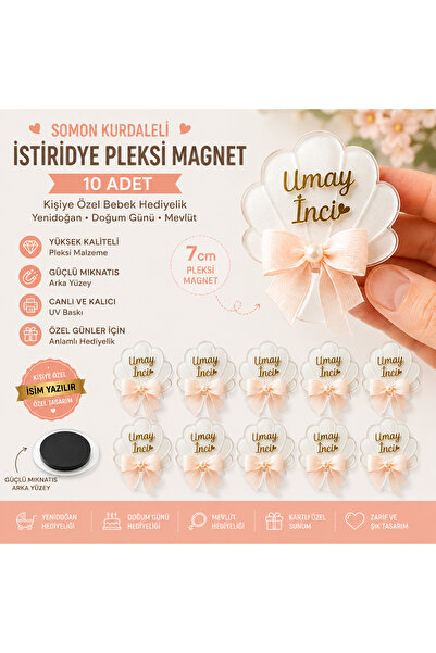 Pass Pano Somon Kurdaleli İstiridye Pleksi Magnet 10 Adet | Kişiye Özel Bebek...