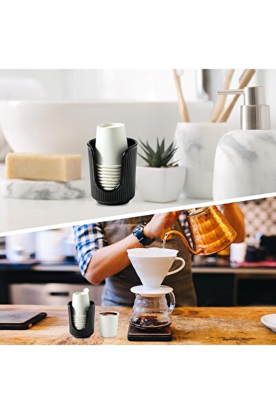 Arabest حامل أكواب سيراميك للحمام (عبوة من قطعتين)، بتصميم أنيق بخطوط عمودية،...