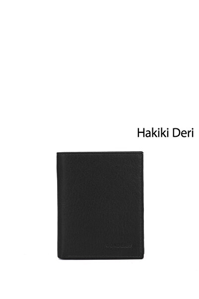 GÖNDERİ(R) Erkek Siyah Hakiki Deri Dikey Cüzdan