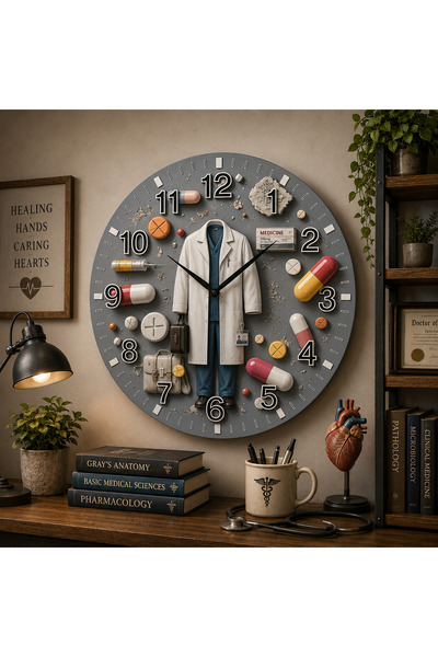 AA Shop Doktor Eczane Renkli Baskı Desenli Sayılı Yılbaşı Hediyelik Ahşap Ses...