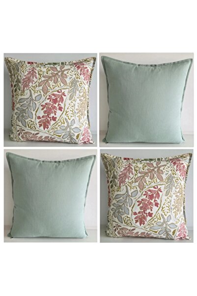 Fabric by Gülçin Keten Pamuklu Kumaş YAZ SERİSİ 4'lü Yastık Kılıfı Set