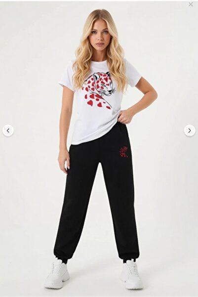 Nivorix Women's Printed Top and Bottom Tracksuit Set Oversize Crew Neck