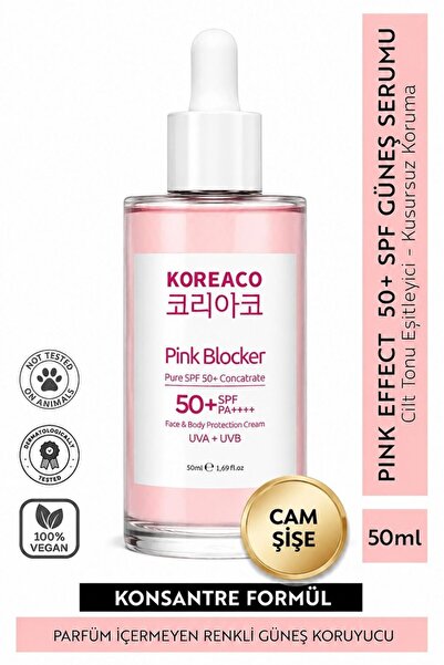 KOREACO Blocker Pink %100 SPF 50+ Ton Eşitleyici Yüksek UVB+UVA Korumalı Güne...