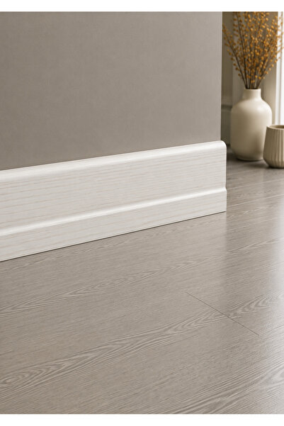 Emek Yapı Laminant Parke Süpürgelik 8cm Beyaz İnci 3050