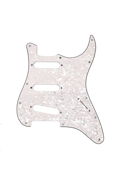 FENDER Pickguard Stratocaster S/S/S 11-Hole Mount White Pearl 4-Ply Pickguard