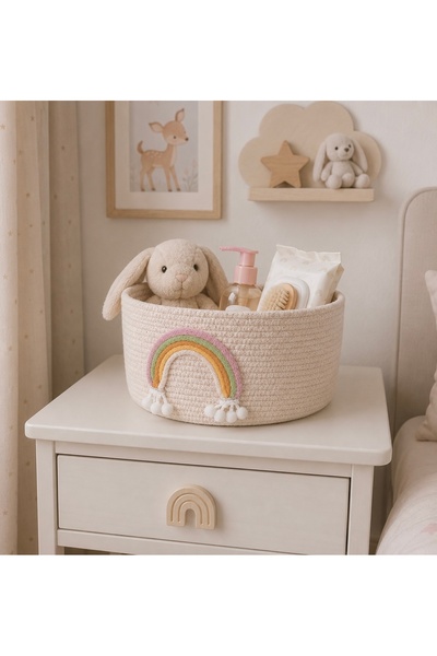 afralya home Καλάθι παιδικού δωματίου Rainbow / οργανωτής, καλάθι με βαμβακερ...