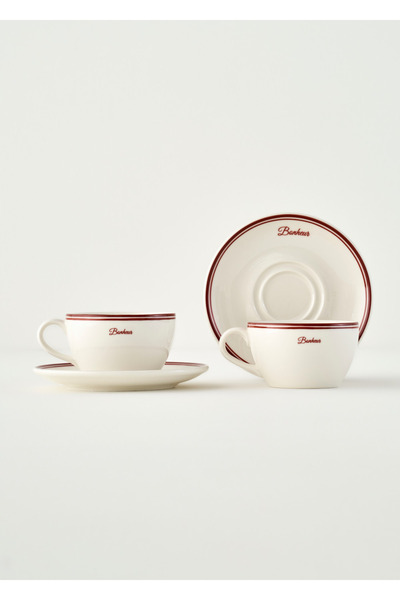 Bella Maison Bonheur 2'li Porselen Çay Fincanı Bordo (270 cc)