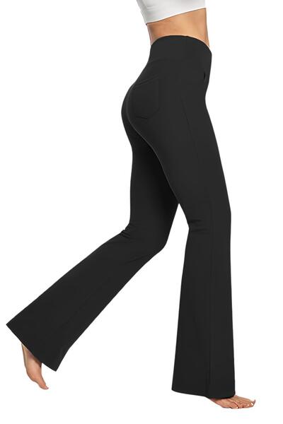 GHASSY CO Kadın Bootcut Yüksek Bel Yoga Egzersiz 4 Cepli Toparlayıcı Ispanyol Paça Tayt Pantolon