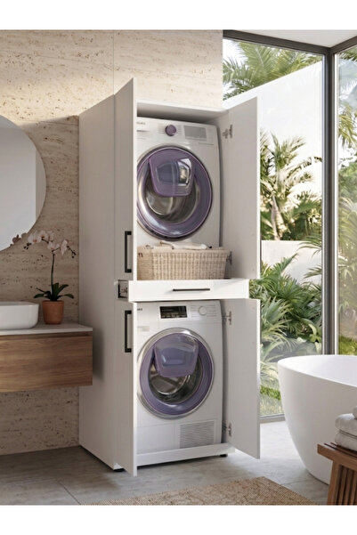 Free Home %100 MDF 2 Farklı Kullanım Lumina Çamaşır ve Kurutma Makinesi Dolab...