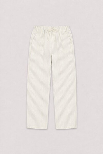 Antioch Ecru Modal Blend Striped Men's Trousers
