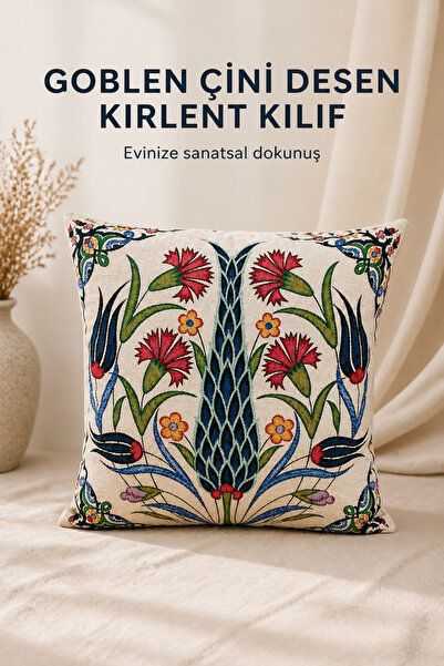 KIRLENT EV Goblen Çini Desen Kırlent Kılıf