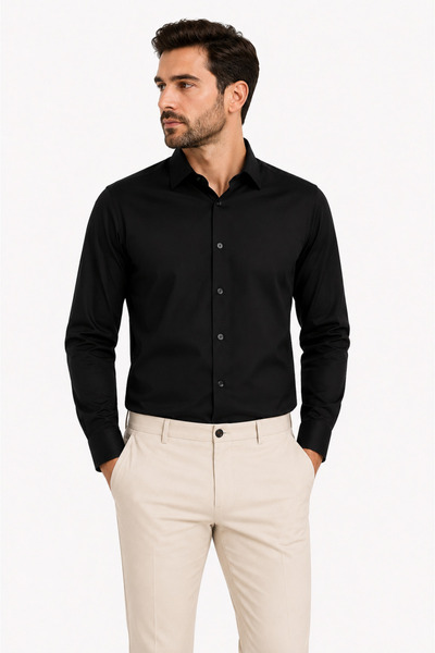 ModaPlaza Erkek Saten Slimfit Uzun Kol Gömlek