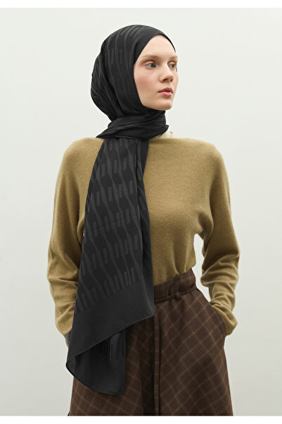 Freshscarfs Nara Pamuk Floş Jakarlı Şal Antrasit