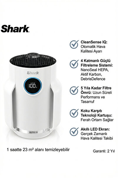 Shark NeverChange Compact Pro Hava Temizleyici 23 m² HEPA Koku Alerjen Toz Po...