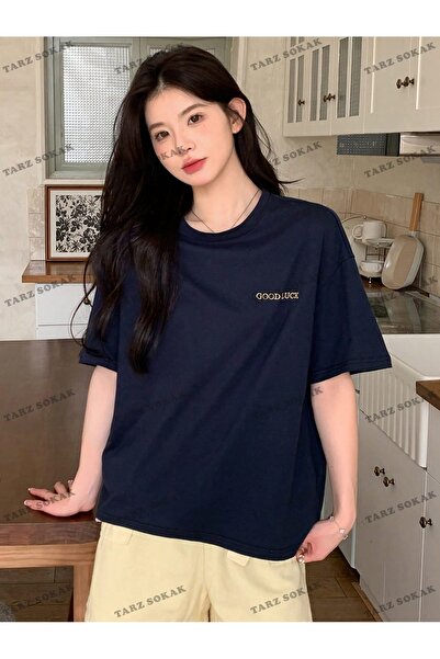 Adrift Unisex majica sa širokim krojem - T-shirt sa printom "Good Lucky"