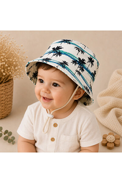 Minimissbaby Palm Tree Patterned Gabardine Baby Boy Bucket Hat