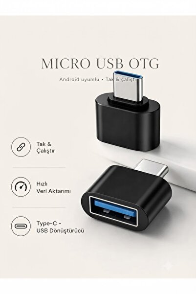 MVLH USB Dişi - Type-C Erkek OTG Çevirici Adaptör - Siyah Yeni Nesil Dönüştürücü