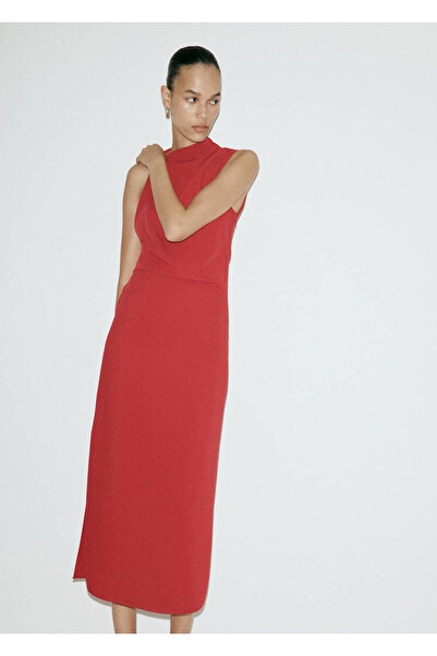 MANGO Woman Drape midi elbise