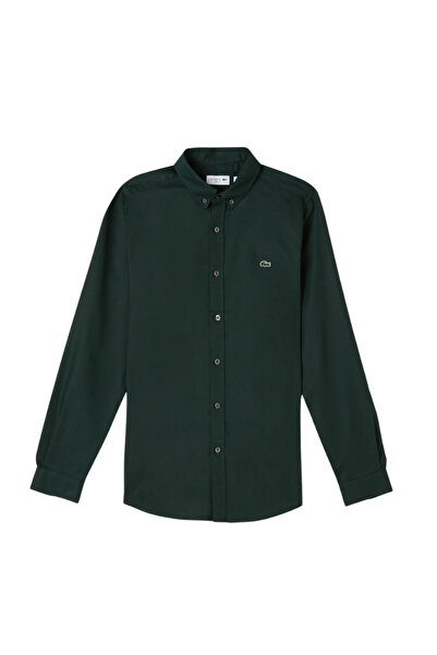 Lacoste Erkek Slim Fit Düğmeli Yaka Koyu Yeşil Gömlek CH0342.YZP